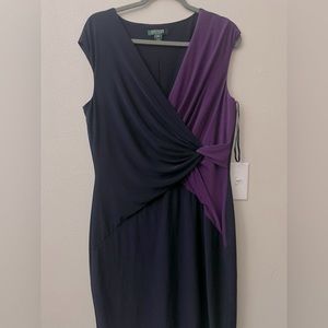 Lauren by Ralph Lauren business/ formal | Navy and Purple wrap front Size 16